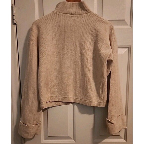 Zara Sweater Womens Small Beige Mock-Neck Long Sleeve Cropped Top - Picture 7 of 8